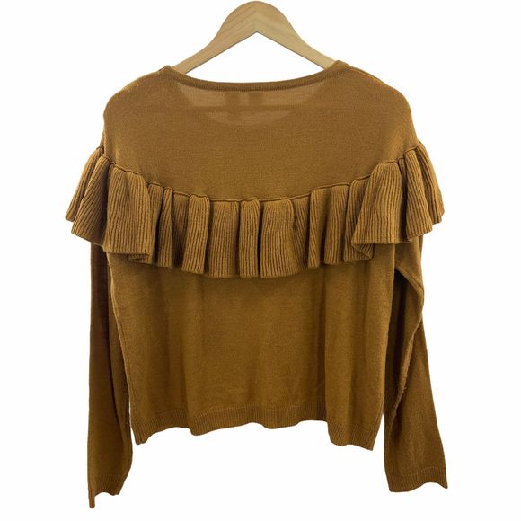 Love On A Hanger Light Brown Ruffle Sweater Size M - Picture 2 of 9